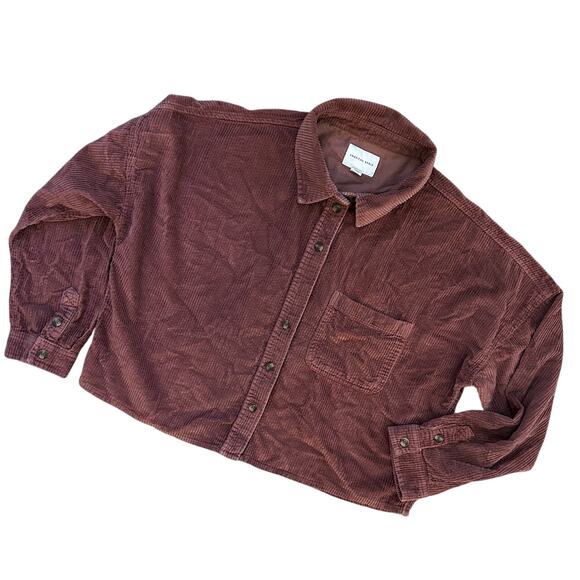 American Eagle Tops - AE Chocolate Brown Corduroy Cropped Boho Jacket SM Cozy Fall Grunge Long Sleeve